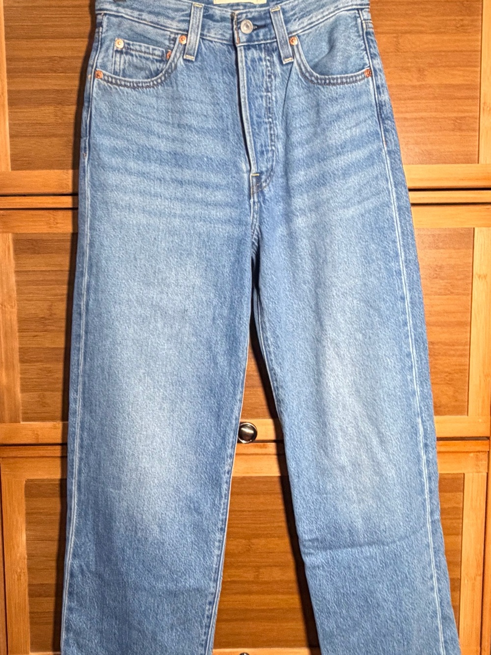 Light Wash High-Rise Straight Leg Jeans